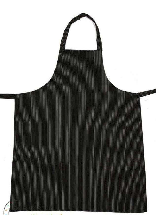 İnce Beyaz Çizgili Geniş Kuşak Askılı Önlük