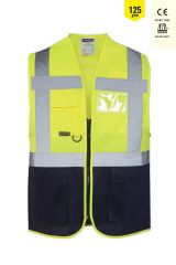 Olympus Yüksek Görünürlüklü  Mühendis Yeleği Sarı Lacivert - 4XL