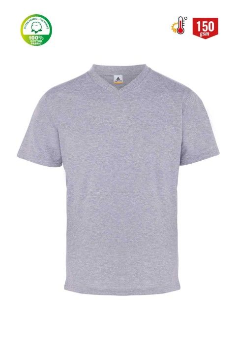 V Yaka Tişört Gri - 2XL