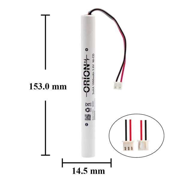 Orion AA 3.6V 1000mAh NiCD Kablo Ve Konnektörlü Pil