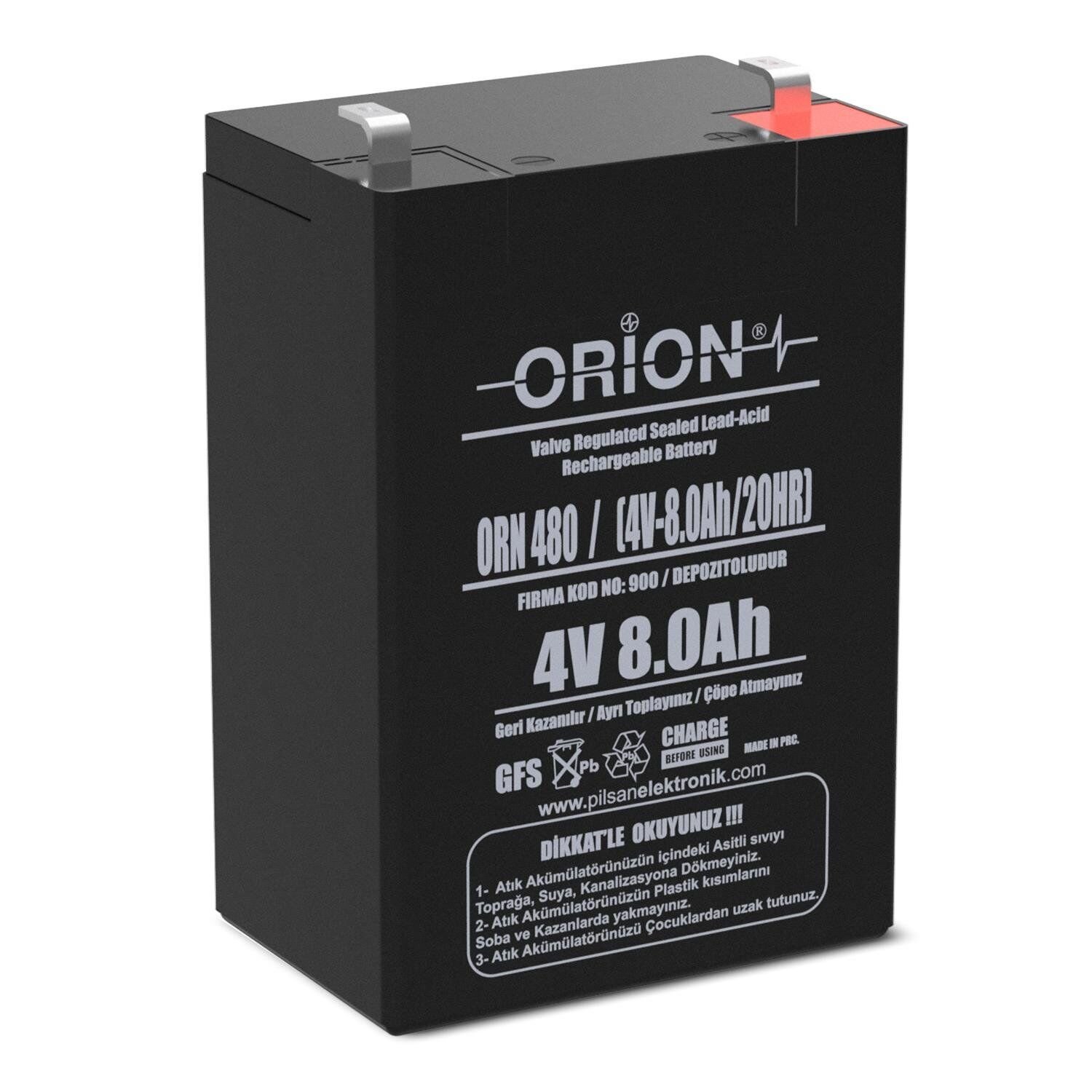 Orion ORN480 4V 8Ah Kuru Bakımsız Akü