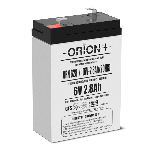 Orion ORN628 6V 2.8Ah Bakımsız Kuru Akü
